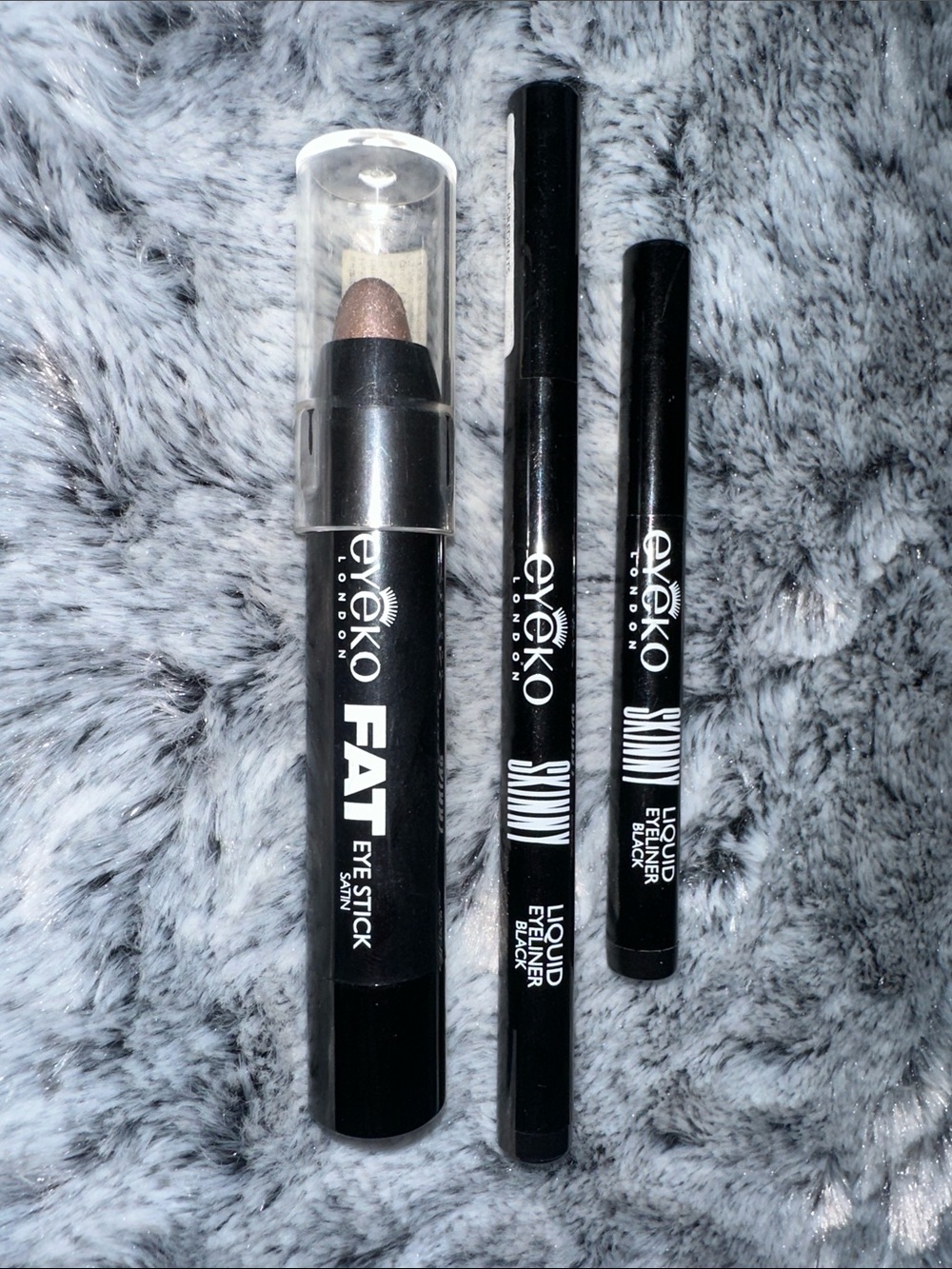 NEW 3 ITEM Eyeko BUNDLE Fat Eye Stick ‘Satin’ + Black Liquid Skinny Eyeliner Duo